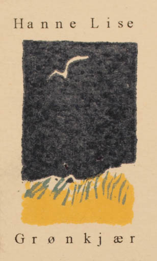 Exlibris by Ove Bering from Denmark for Hanne Lise Grønkjær - Bird Scenery/Landscape 