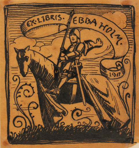 Exlibris by Ebba Holm from Denmark for Ebba Holm - Knight 