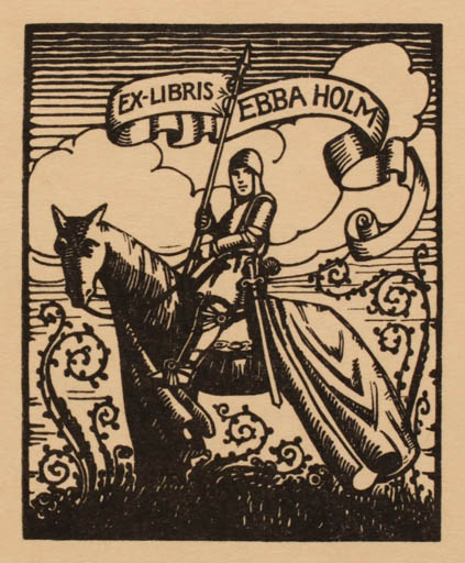 Exlibris by Ebba Holm from Denmark for Ebba Holm - Horse Knight 