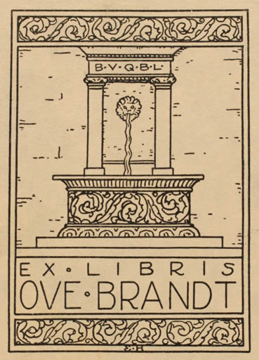 Exlibris by Ebba Holm from Denmark for Ove Brandt - 