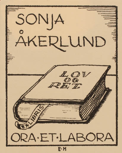 Exlibris by Ebba Holm from Denmark for Sonja Åkerlund - Law 