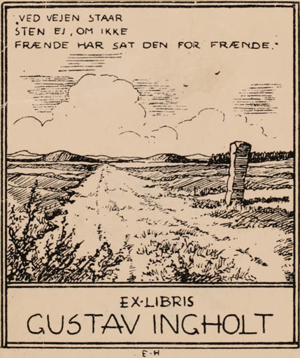 Exlibris by Ebba Holm from Denmark for Gustav Ingholt - Scenery/Landscape 