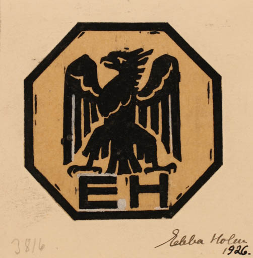 Exlibris by Ebba Holm from Denmark for Ebba Holm - Bird 