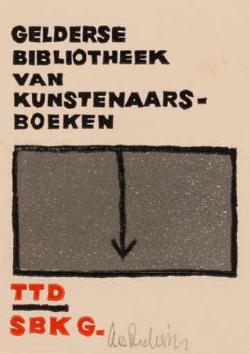 Exlibris by Cees Andriessen from Netherland for Van Kunstenaarsboeken Gelderse Bibliotheek - Abstract 