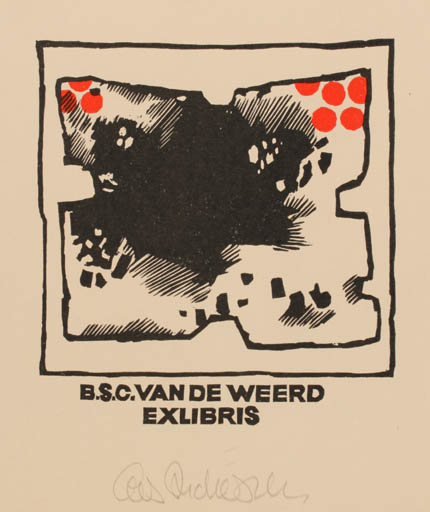 Exlibris by Cees Andriessen from Netherland for B.S.C. van der Weerd - Abstract 