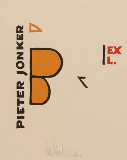 Exlibris by Cees Andriessen from Netherland for Pieter Jonker - Abstract 