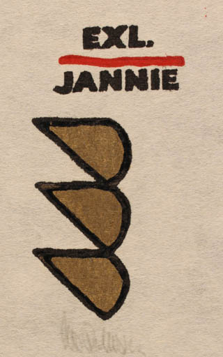 Exlibris by Cees Andriessen from Netherland for ? Jannie - Abstract 