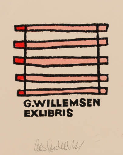 Exlibris by Cees Andriessen from Netherland for G Willemsen - Abstract 