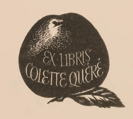 Exlibris by Nelly Degouy from Belgium for Colette Quéré - Fruit 