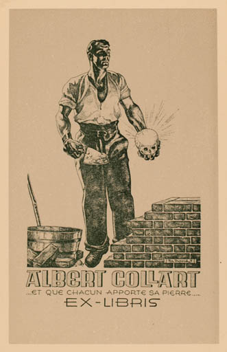 Exlibris by R Dupond from Belgium for Albert Collart - Working 