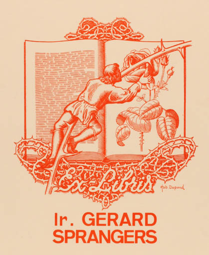 Exlibris by Hubert Dupond from Belgium for Gerard Sprangers - Book Man 