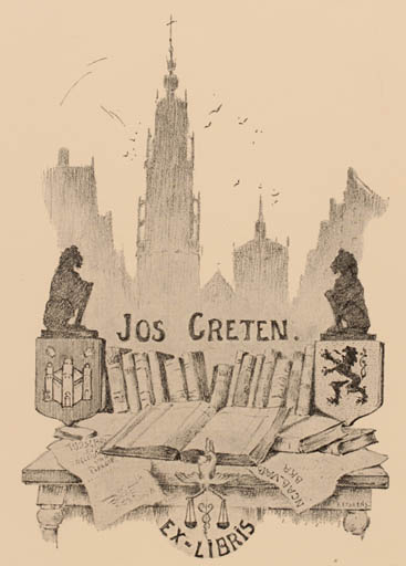 Exlibris by Felix Eyskens from Belgium for Jos Creten - Book City 