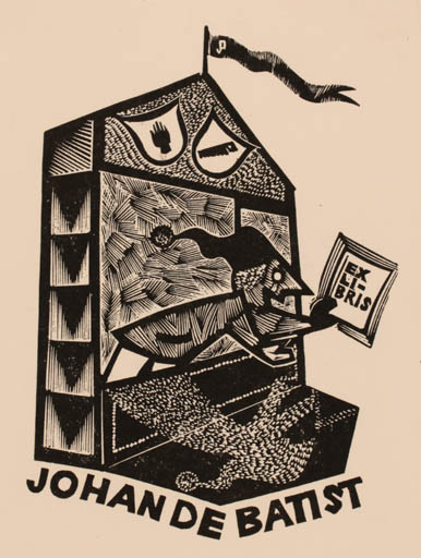 Exlibris by Piet Janssens from Belgium for Johan de Batist - Theater/Cirkus 