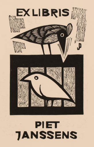 Exlibris by Piet Janssens from Belgium for Piet Janssens - Bird 