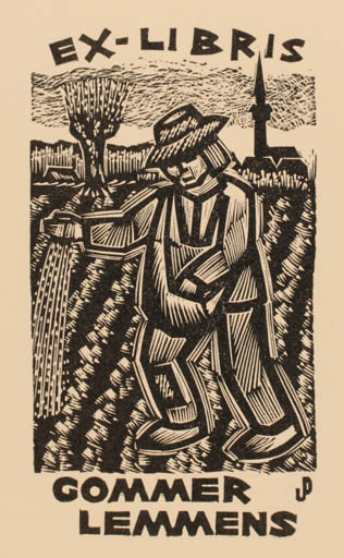 Exlibris by Piet Janssens from Belgium for Gommer Lemmens - Working Man 