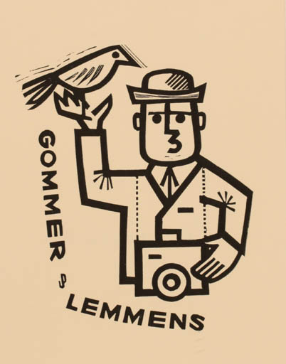 Exlibris by Piet Janssens from Belgium for Gommer Lemmens - Bird Man 