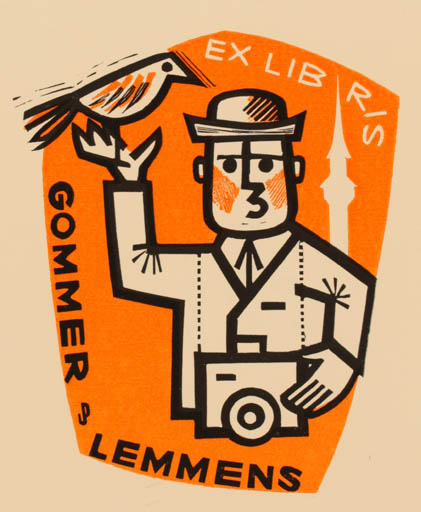 Exlibris by Piet Janssens from Belgium for Gommer Lemmens - Bird Man 