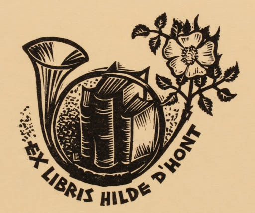 Exlibris by Frans Lasure from Belgium for Hilde D´Hont - Flower Book Music 