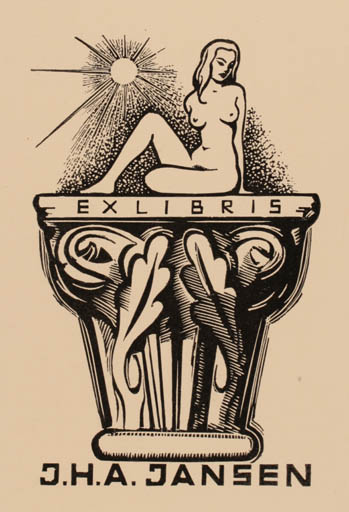 Exlibris by Frans Luyckx from Belgium for Johan H. A. Jansen - Woman Sun 