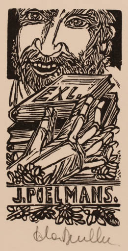 Exlibris by Harlinde van Meulder from Belgium for J Poelsmans - Book Hand(s) Man 
