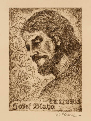 Exlibris by Ladislav Vlodek from Czech Republic for Josef Blaha - Man Portrait 