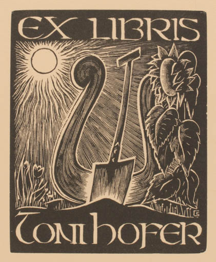 Exlibris by Gerard Schelpe from Belgium for Toni Hofer - Flower Sun 