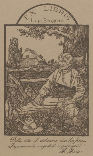 Exlibris by Georg Sluyterman from Belgium for Luigi Bergomi - Man 