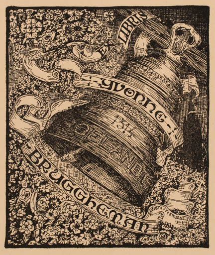 Exlibris by J Verbrugge from Belgium for Yvonne Bruggheman - 