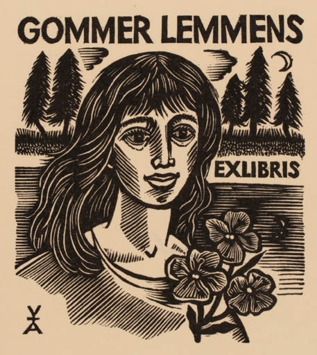 Exlibris by Antoon Vermeylen from Belgium for Gommer Lemmens - Portrait 