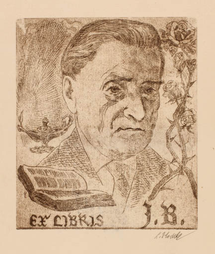 Exlibris by Ladislav Vlodek from Czech Republic for ? J. B. - Book Man Portrait 