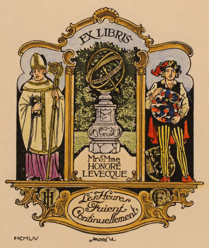 Exlibris by A. Vlaanderen from Belgium for Honoré Levecque - 