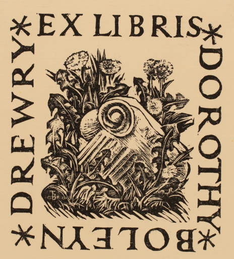 Exlibris by Tord Bæckstrøm from Sweden for Dorothy Boleyn Drewry - 