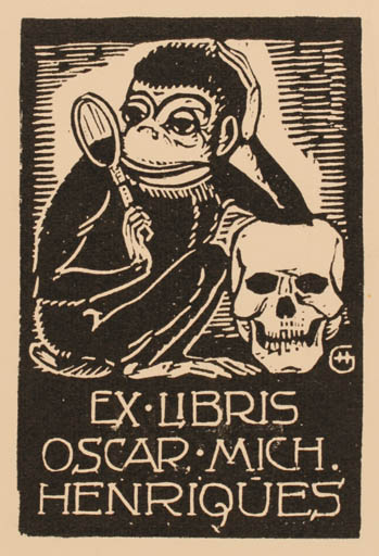 Exlibris by Hugo Gehlin from Sweden for Oscar Mich Henriques - Death Fauna 