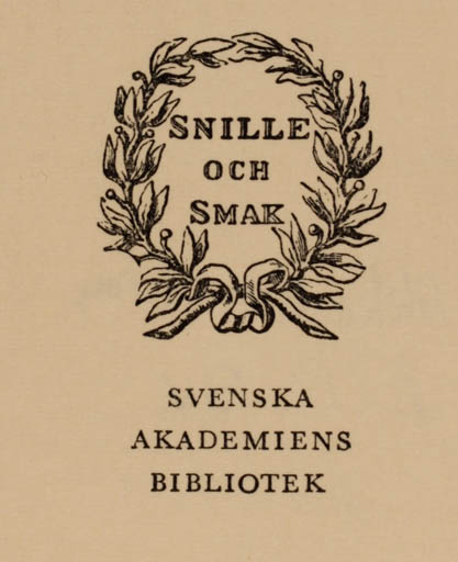 Exlibris by Akke Kumlien from Sweden for Svenska Akademiens Bibliotek - 