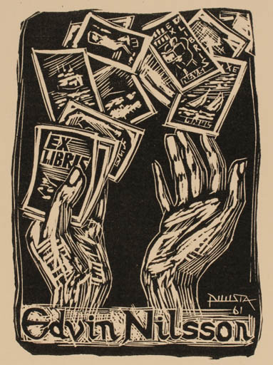 Exlibris by Otta Puusta from Sweden for Edvin Nilsson - Hand(s) 