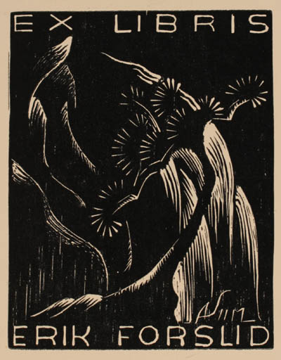 Exlibris by Aune Siim from Sweden for Erik Forslid - 