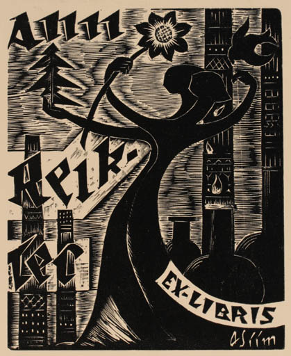Exlibris by Aune Siim from Sweden for Ann Reikter - Woman 
