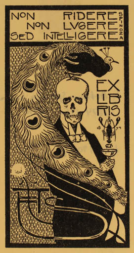 Exlibris by Arthur Sjögren from Sweden for Arthur Sjögren - Death Bird 