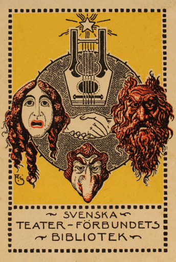 Exlibris by Arthur Sjögren from Sweden for eater Förbundets Bibliotek - Music Theater/Cirkus 