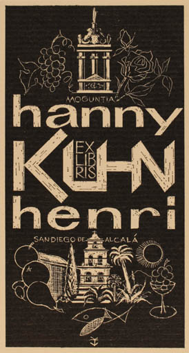 Exlibris by Jo Erich Kuhn from Sweden for Hanny Henri Kuhn - 