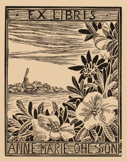 Exlibris by Eva Stockhaus from Sweden for Anne-Marie Ohlsson - Flower City 