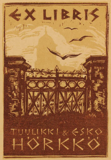 Exlibris by Vilho Askola from Finland for Tuulikki & Esko Hörkko - 