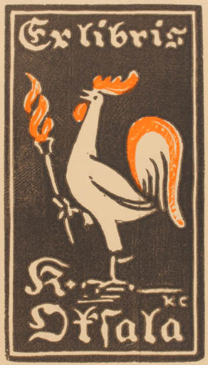 Exlibris by Kalle Carlstedt from Finland for K Okfala - Bird 