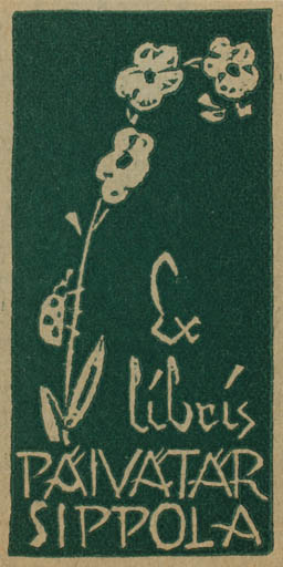 Exlibris by Onni Laukama from Finland for Päivätär Sippola - Flower Insect 