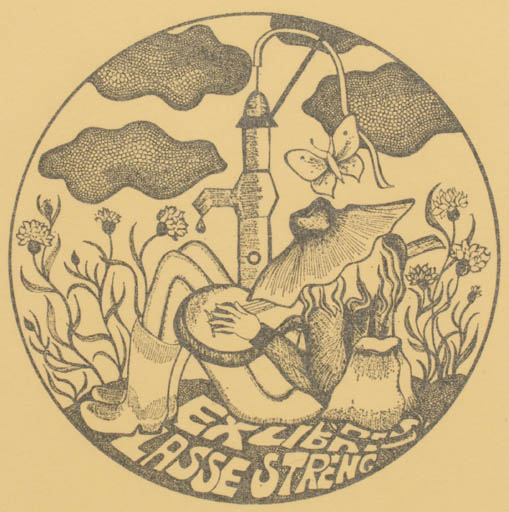 Exlibris by Sonja Lekto from Finland for Lasse Streng - Flower Man Music 