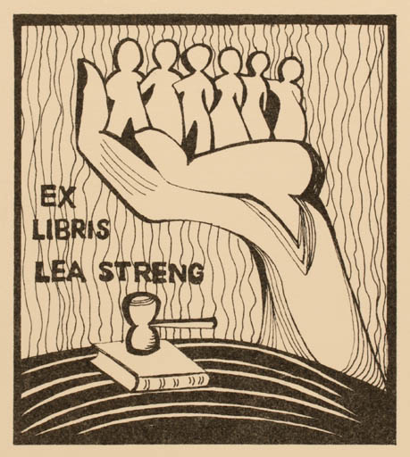 Exlibris by Sonja Lehto from Finland for Lea Streng - Hand(s) Law 