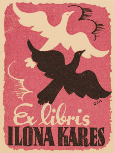 Exlibris by Onni Oja from Finland for Ilona Kares - Bird 