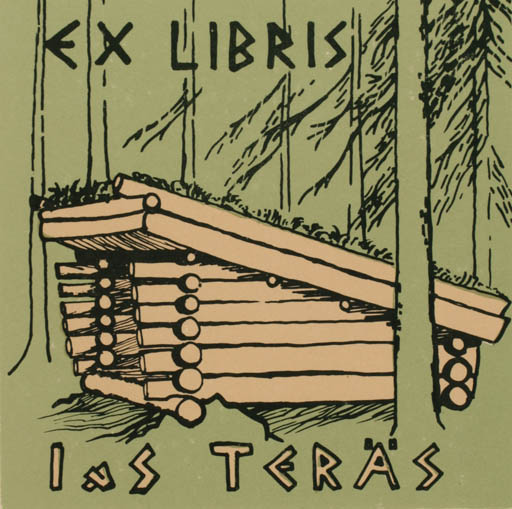 Exlibris by K Pulkkilo from Finland for I & S Teräs - Forest 