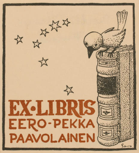Exlibris by Pentti Siltanen from Finland for Eero-Pekka Paavolainen - Book Bird 