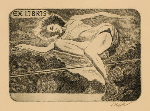 Exlibris by Ladislav Vlodek from Czech Republic for ? Vor der Schrift - Woman Sport/game 